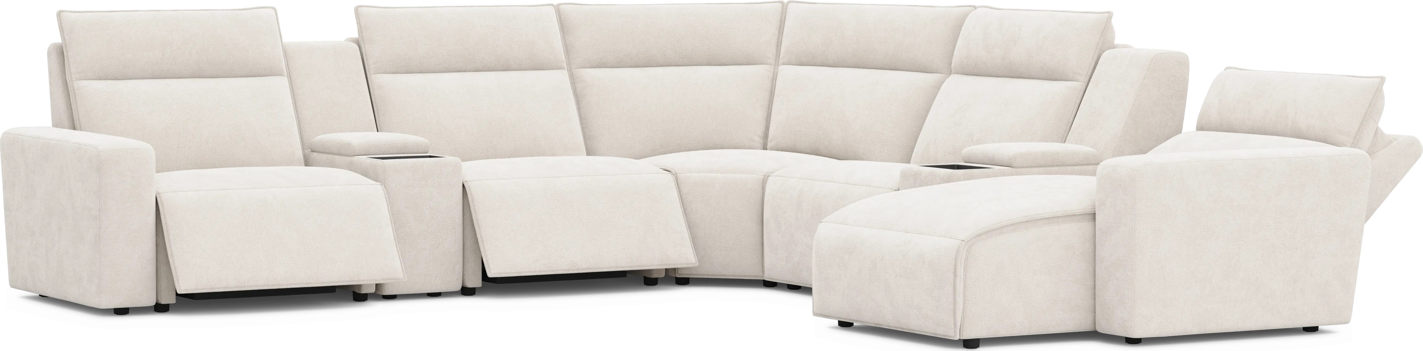 Silver 7 Pc Dual Power Reclining ModularTwo with Media Consoles - Thumbnail - Image 1