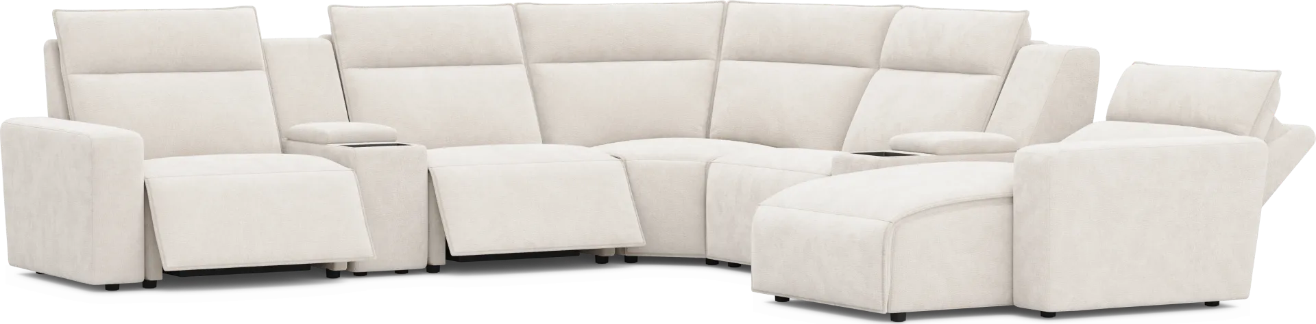 Silver 7 Pc Dual Power Reclining ModularTwo with Media Consoles - Image 1