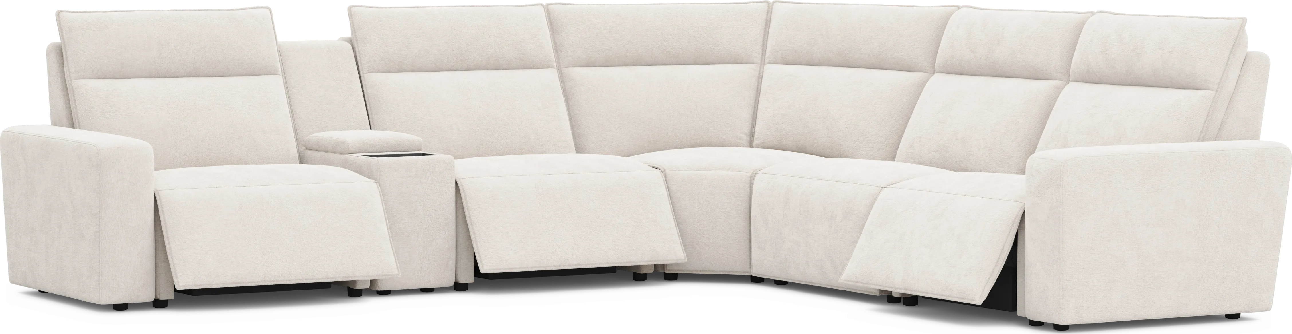 Silver 6 Pc Dual Power Reclining ModularTwo with Media Console - Thumbnail - Image 1