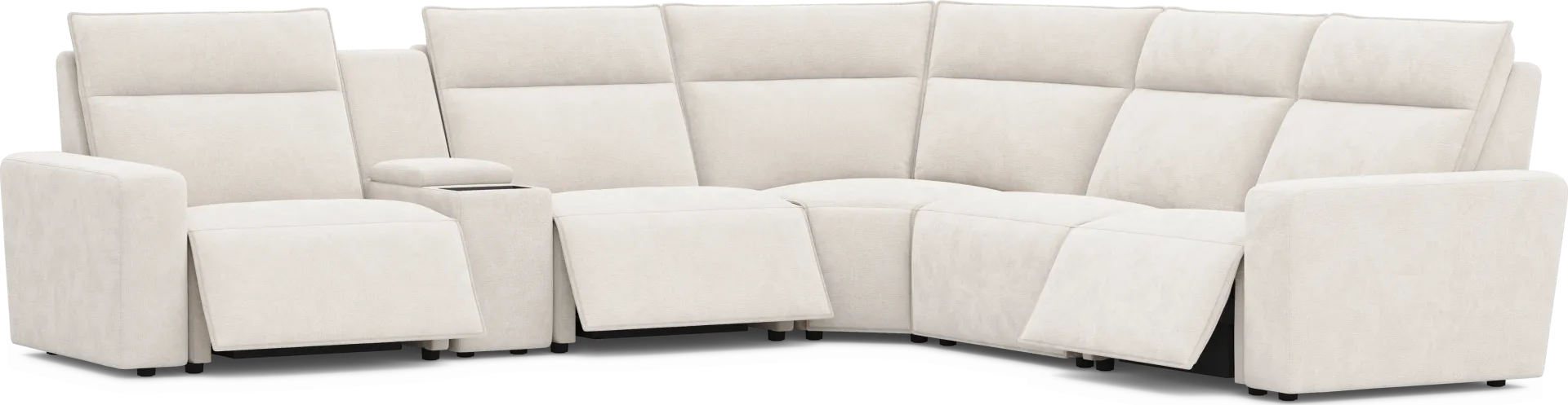 Silver 6 Pc Dual Power Reclining ModularTwo with Media Console - Image 1