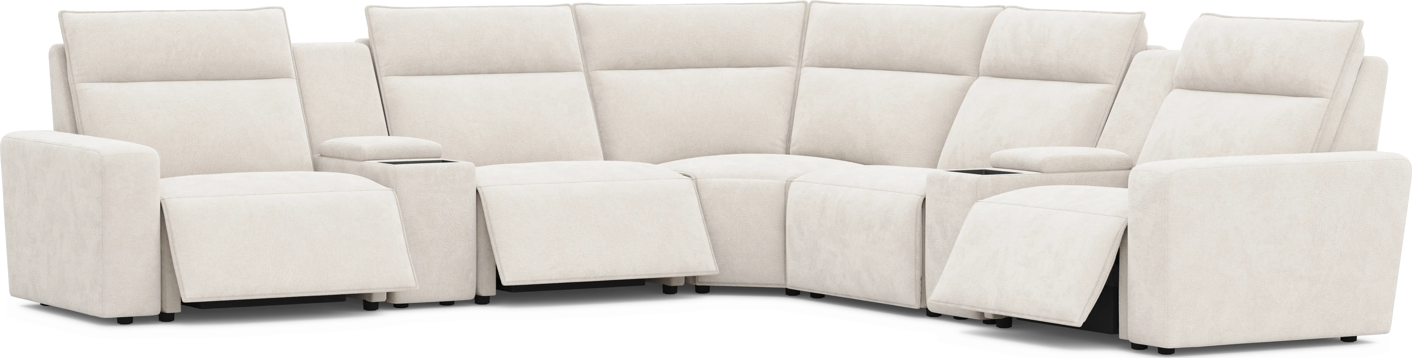 Silver 7 Pc Dual Power Reclining ModularTwo with Media Consoles - Thumbnail - Image 1