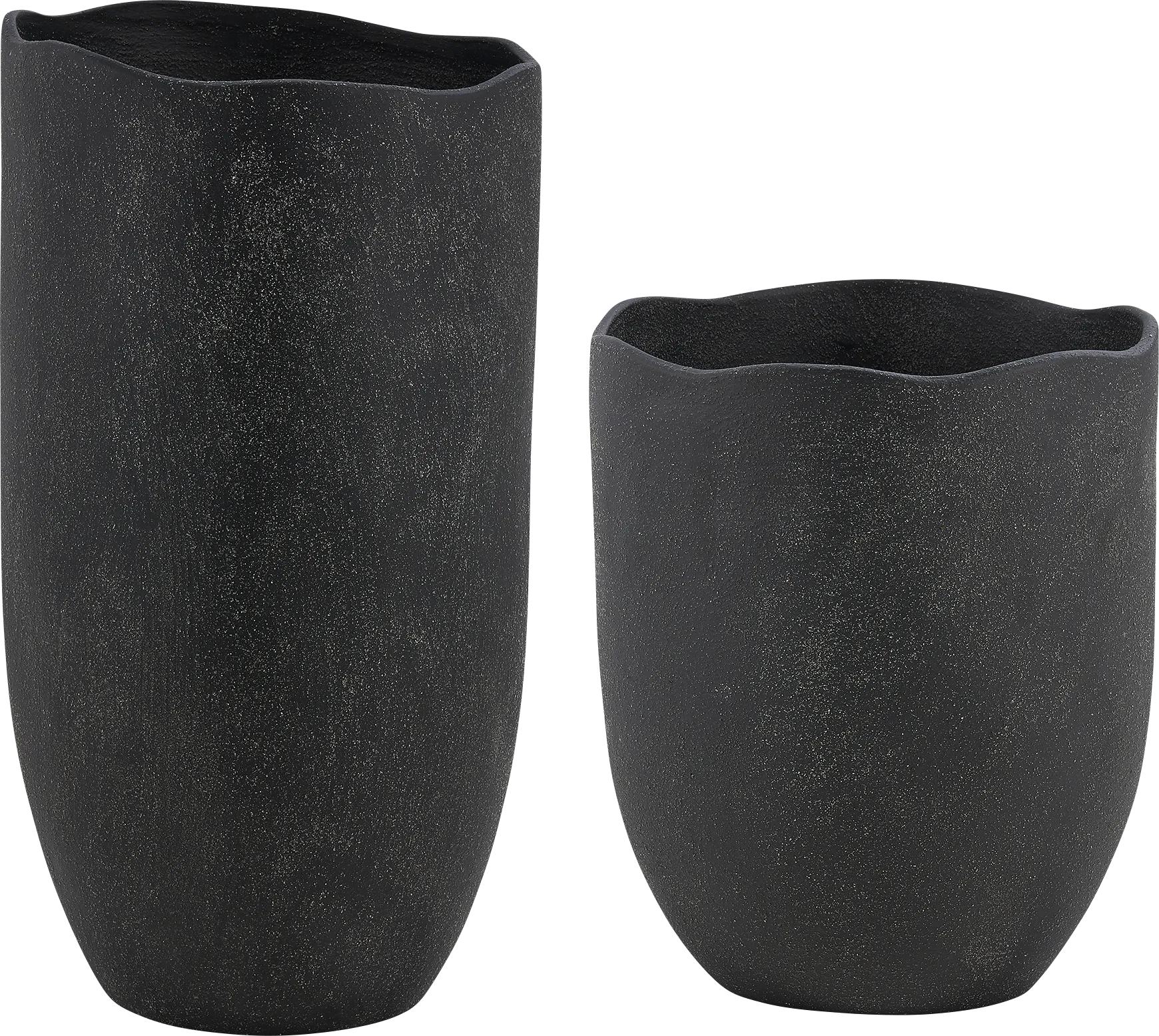 Haoli Black Outdoor Vase, Set of 2 - Thumbnail - Image 1