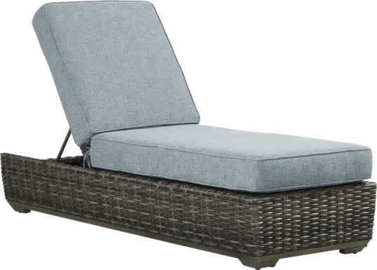 Montecello Gray Outdoor Chaise with Azure Cushions