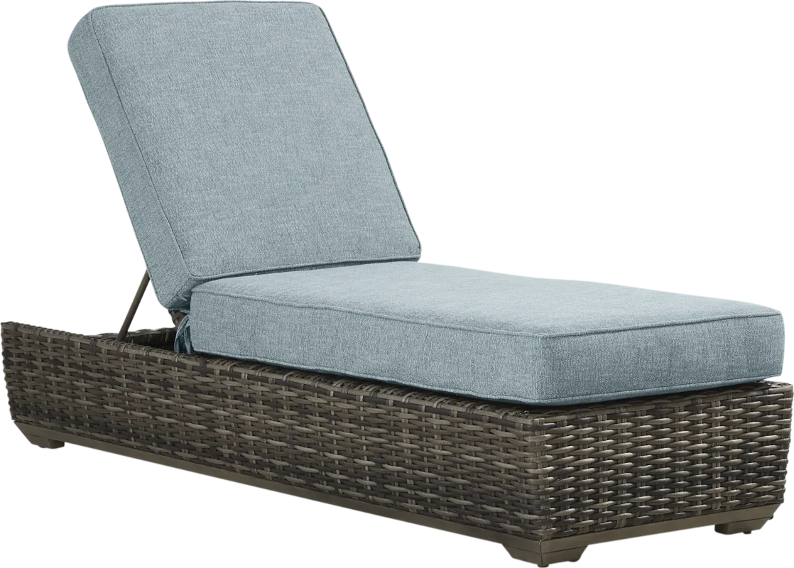 Montecello Gray Outdoor Chaise with Azure Cushions