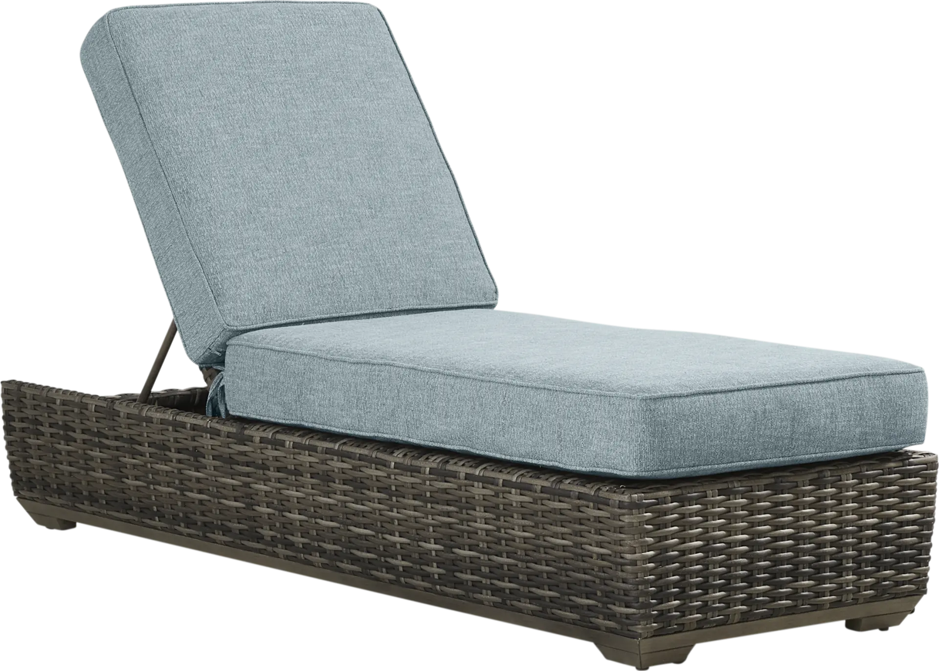 Montecello Gray Outdoor Chaise with Azure Cushions