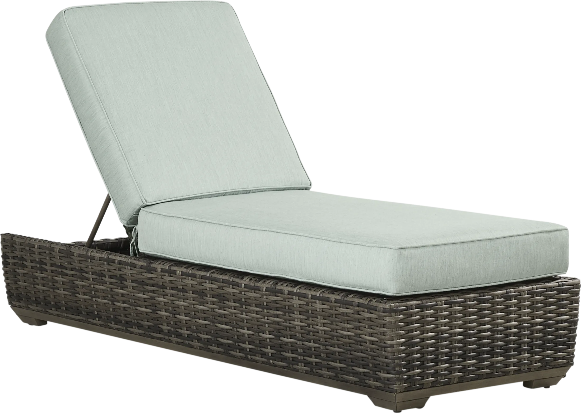 Montecello Gray Outdoor Chaise with Mist Cushions - Thumbnail - Image 1