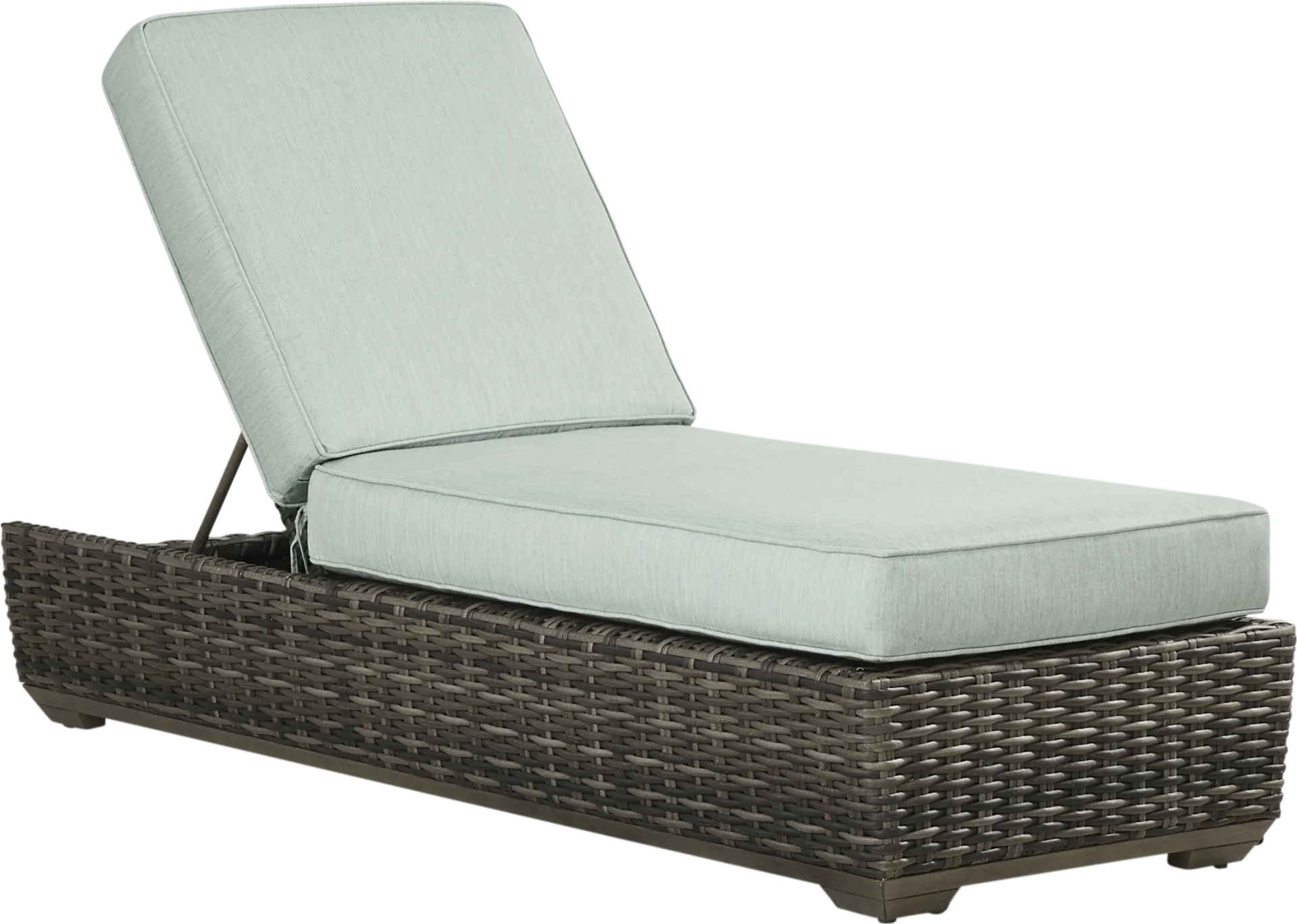 Montecello Gray Outdoor Chaise with Mist Cushions - Image 1