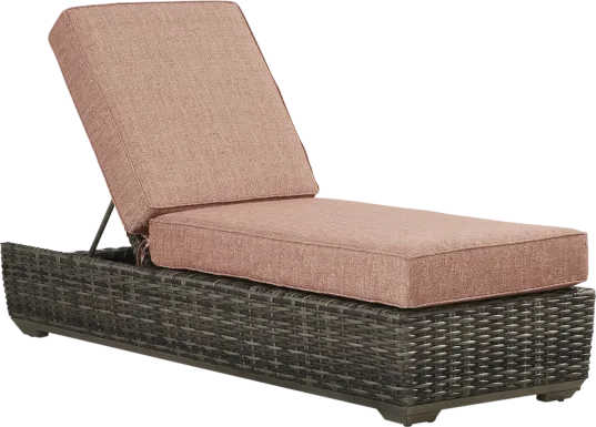 Montecello Gray Outdoor Chaise with Terracotta Cushions