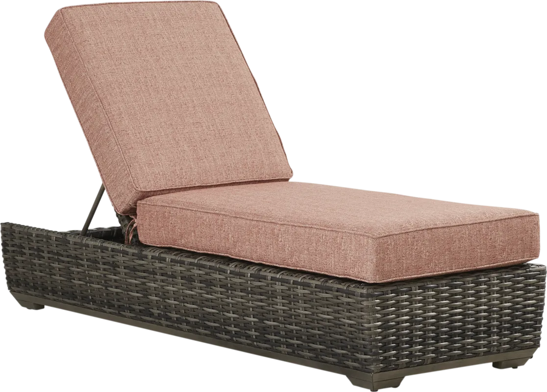 Montecello Gray Outdoor Chaise with Terracotta Cushions