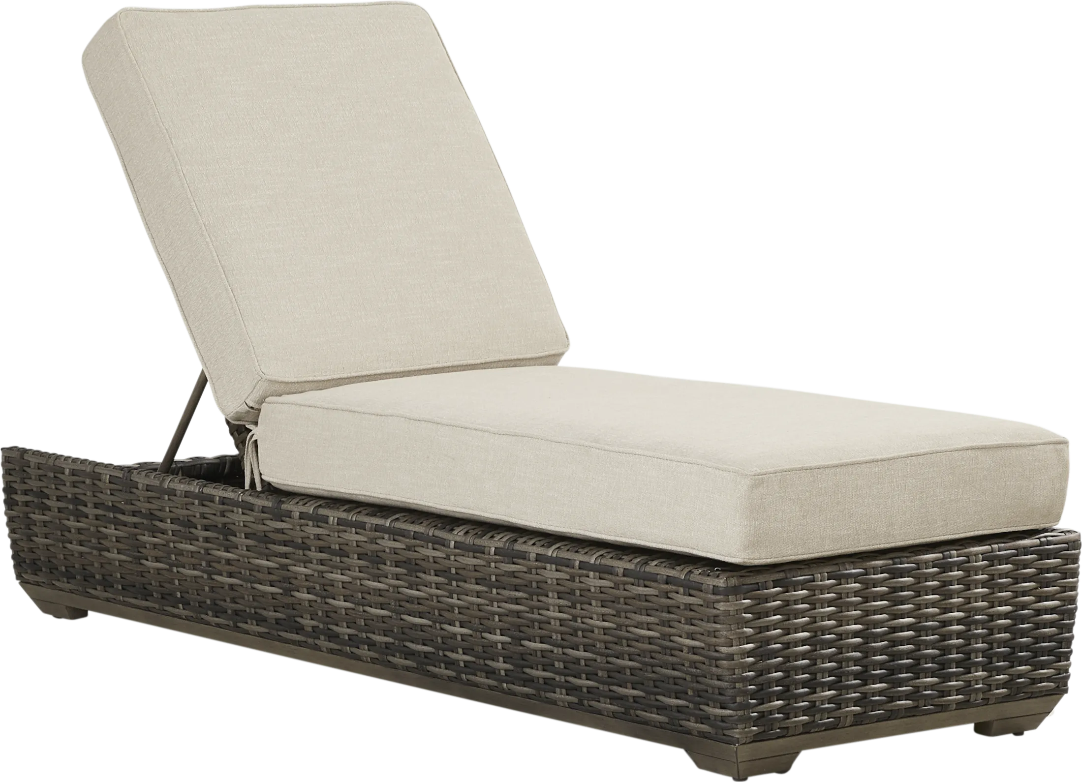 Montecello Gray Outdoor Chaise with Twine-Colored Cushions - Thumbnail - Image 1
