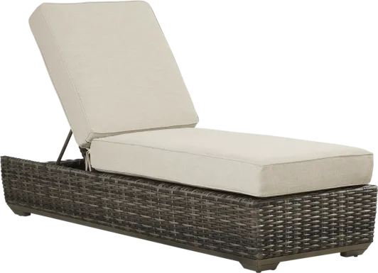 Montecello Gray Outdoor Chaise with Twine-Colored Cushions