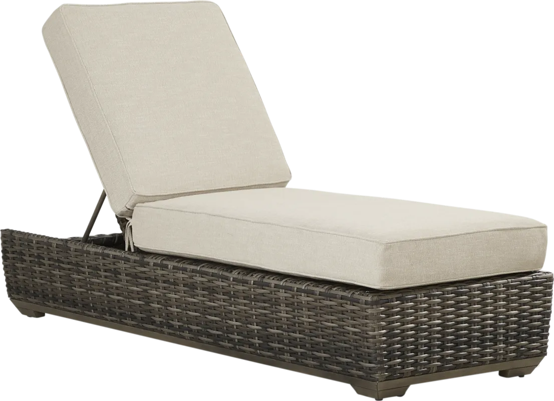 Montecello Gray Outdoor Chaise with Twine-Colored Cushions