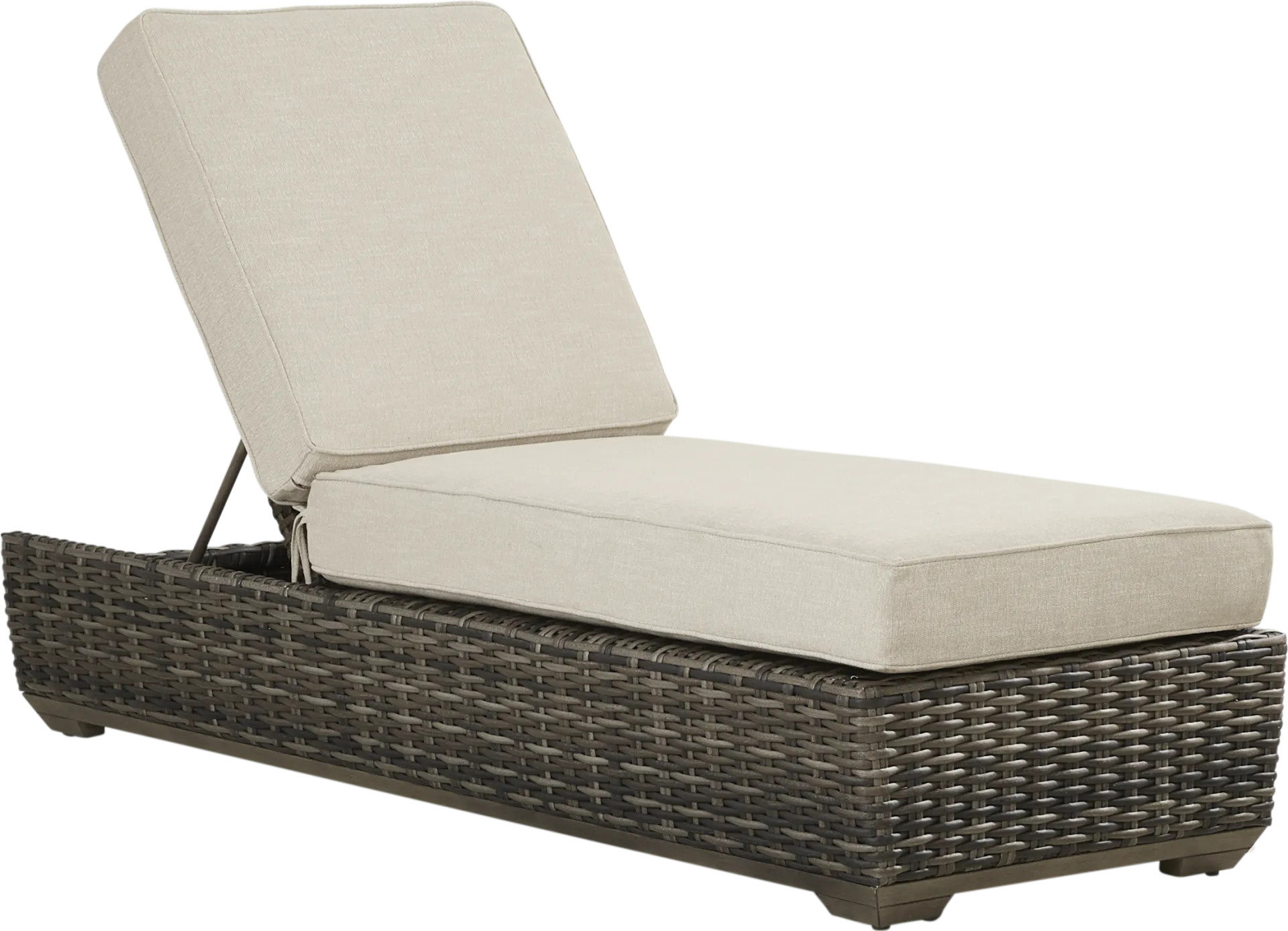 Montecello Gray Outdoor Chaise with Twine-Colored Cushions - Image 1