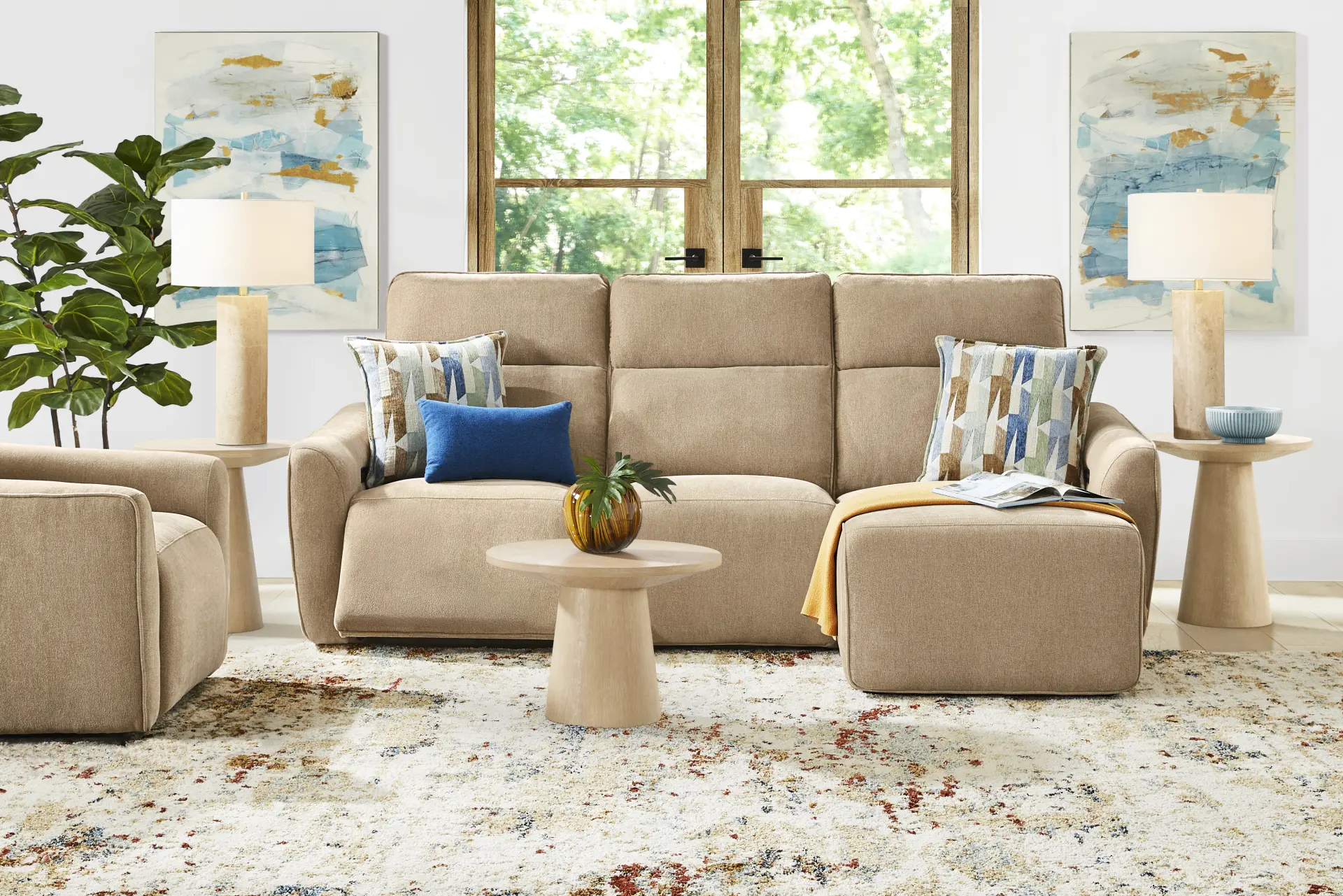 Tremont Sand 6 Pc Power Reclining Sectional Living Room