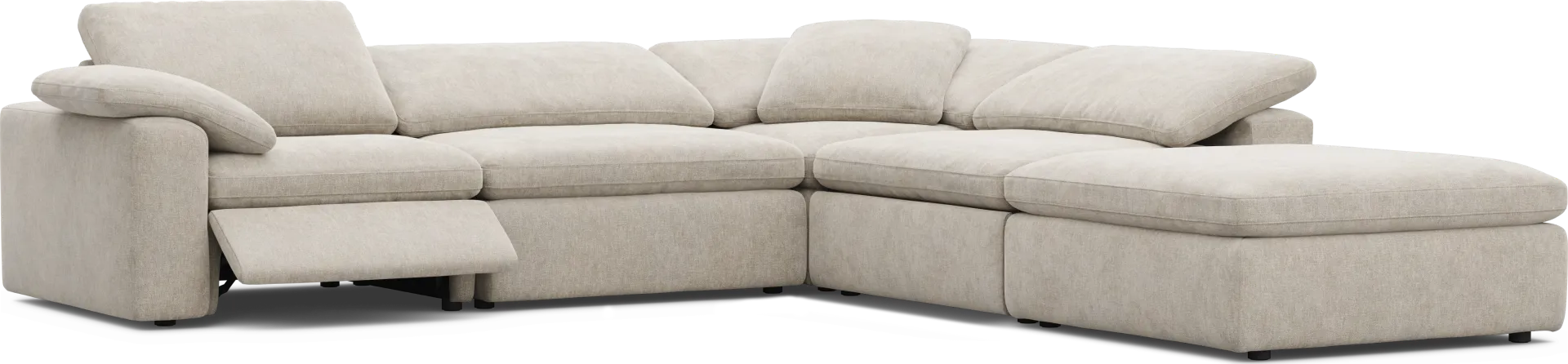The Flow Gray 5 Pc Dual Power Reclining Sectional