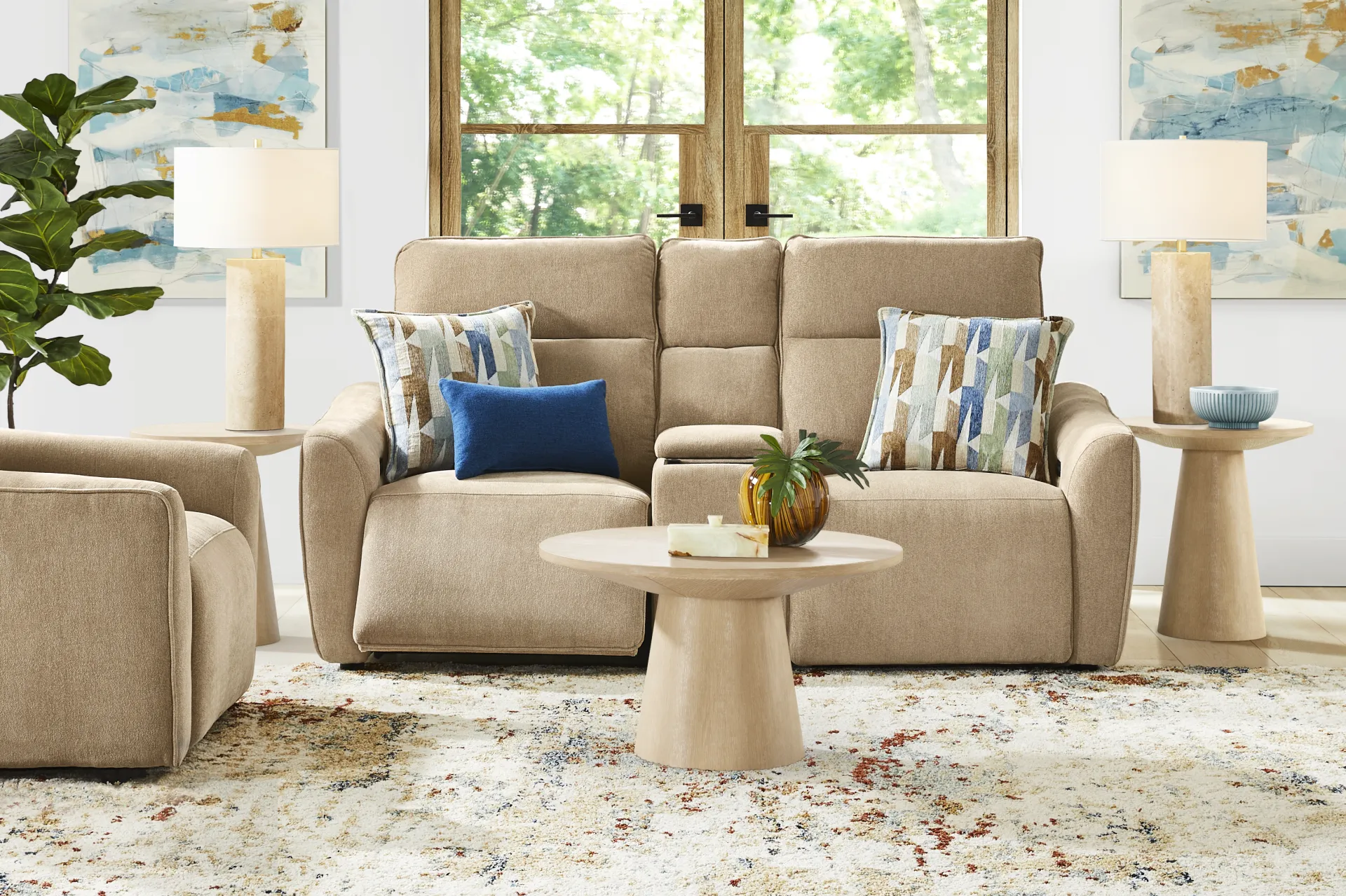 Tremont Sand 3 Pc Power Reclining Console Loveseat - Image 1