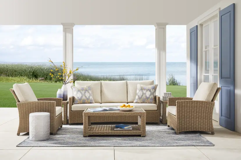 Paloma Brown 3 Pc Outdoor Seating set with Beige Cushions