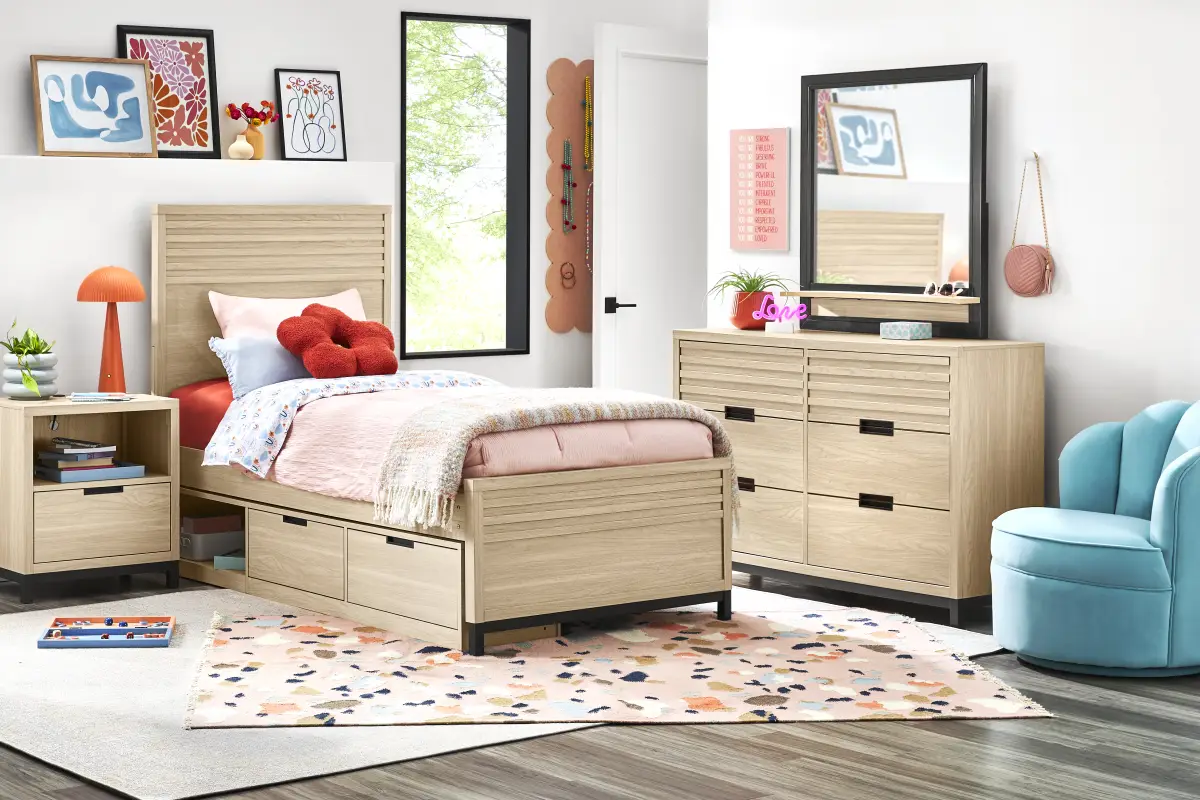 Northridge Drive 3 Pc Oatmeal Colors,White Twin Bed | Rooms to Go