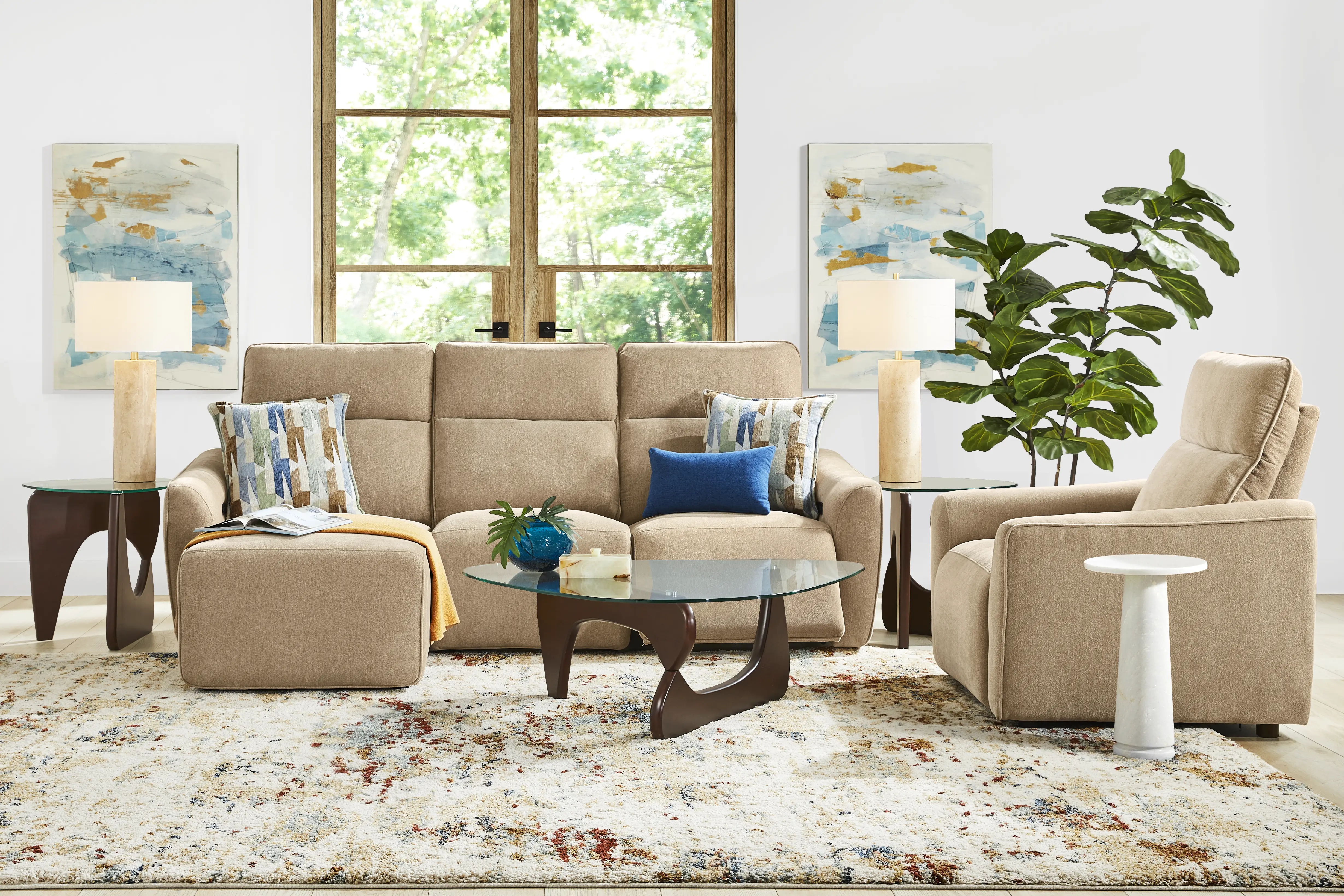 Tremont Sand 6 Pc Power Reclining Sectional Living Room - Thumbnail - Image 1