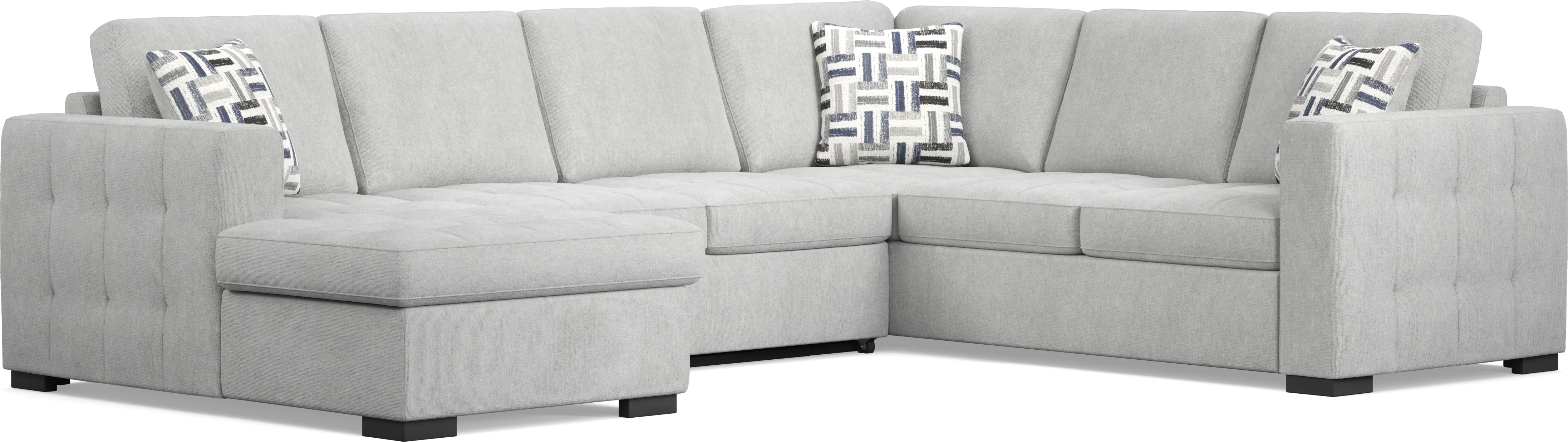 Geneva Gray 3 Pc Sleeper Sectional - Thumbnail - Image 1