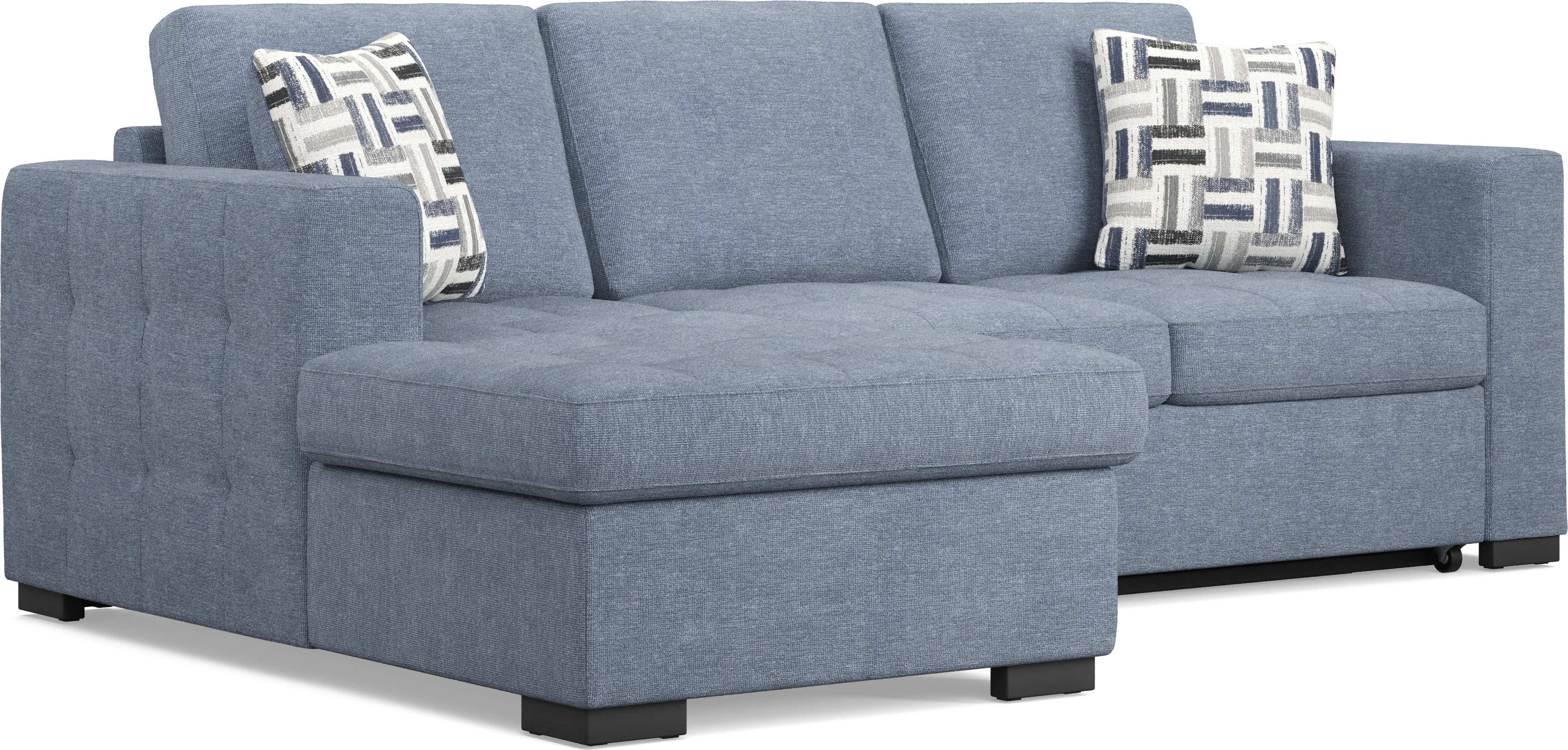 Geneva Blue 2 Pc Sleeper Sectional - Thumbnail - Image 1