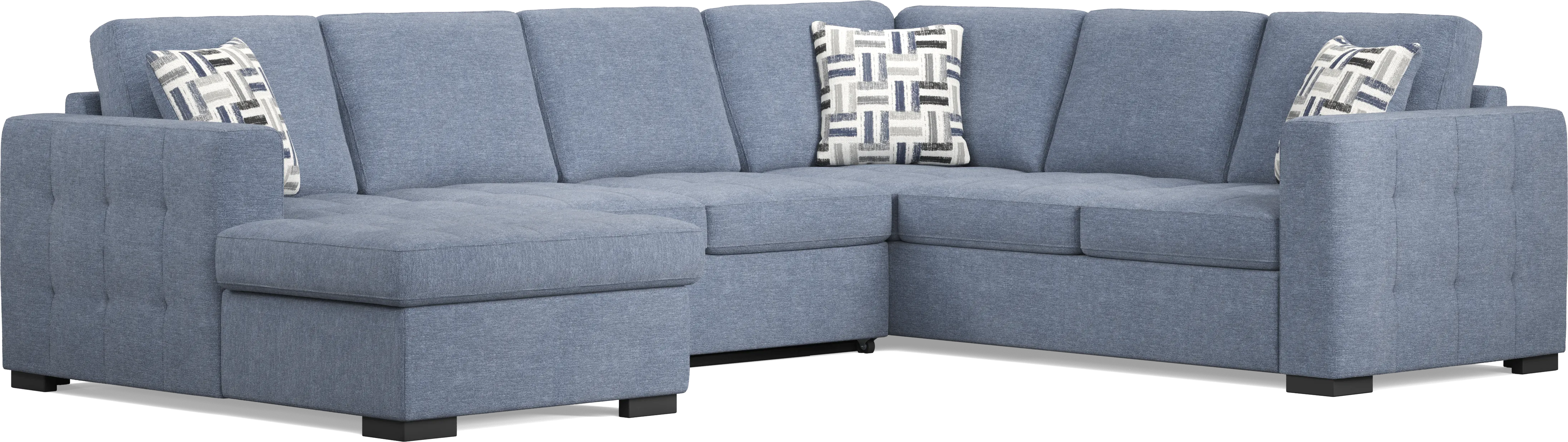 Geneva Blue 6 Pc Sleeper Sectional Living Room - Thumbnail - Image 3