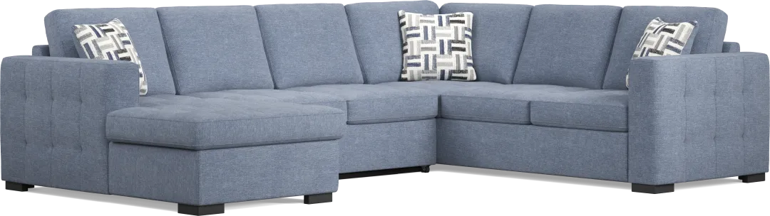 Geneva Blue 3 Pc Sleeper Sectional