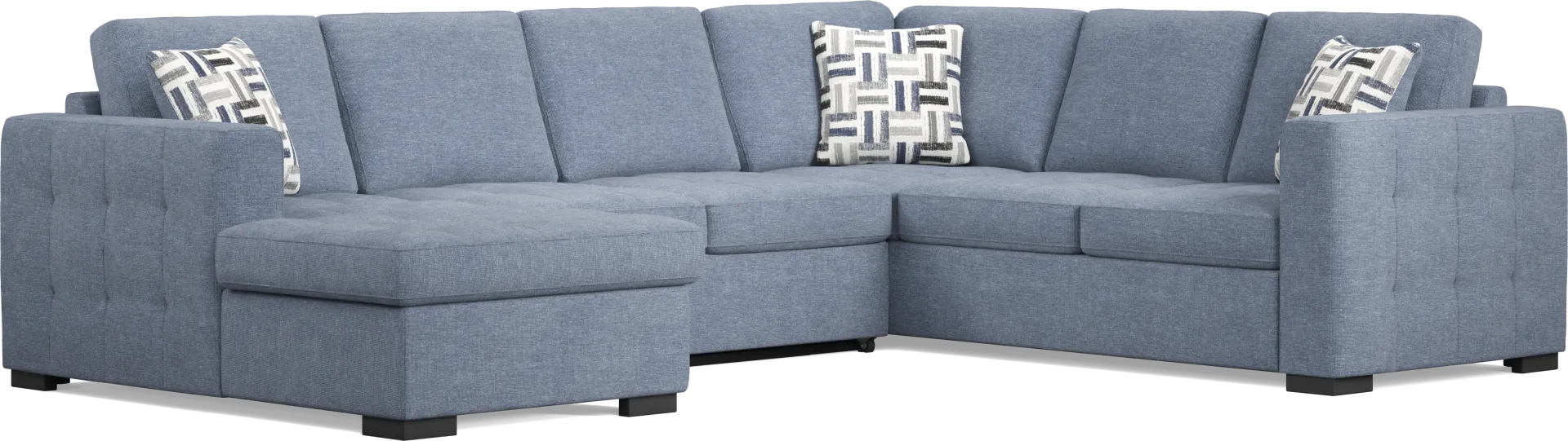 Geneva Blue 3 Pc Sleeper Sectional - Image 2