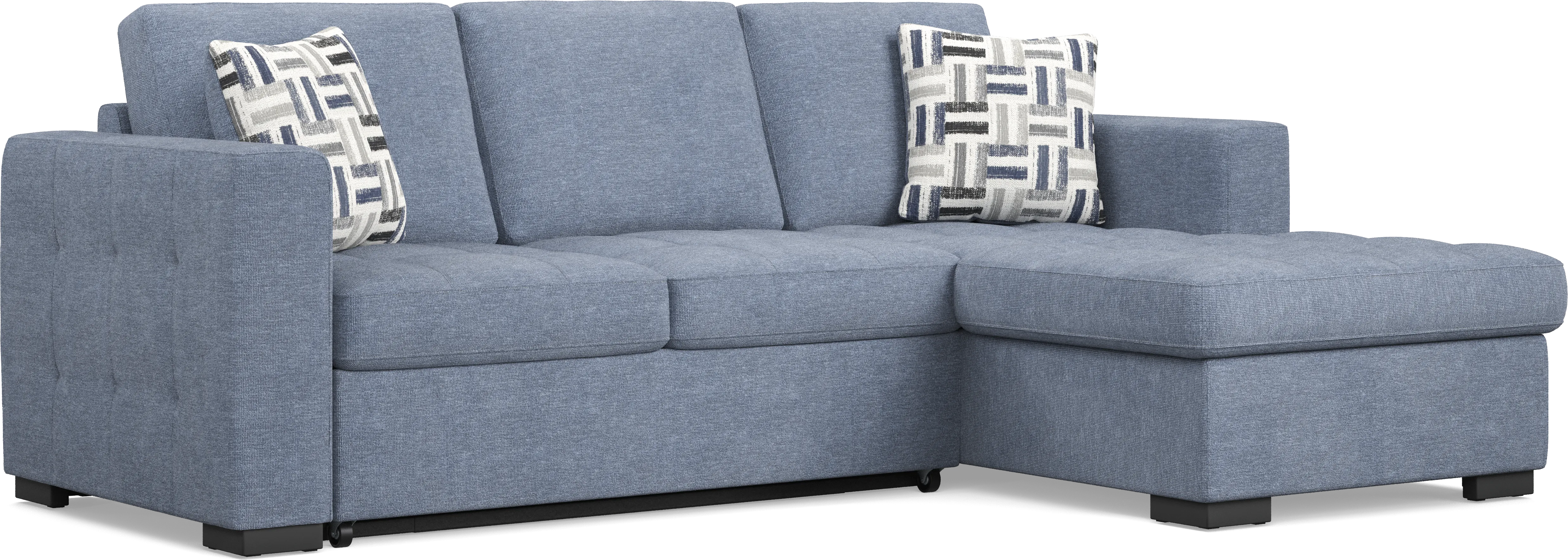 Geneva Blue 5 Pc Sleeper Sectional Living Room - Thumbnail - Image 3