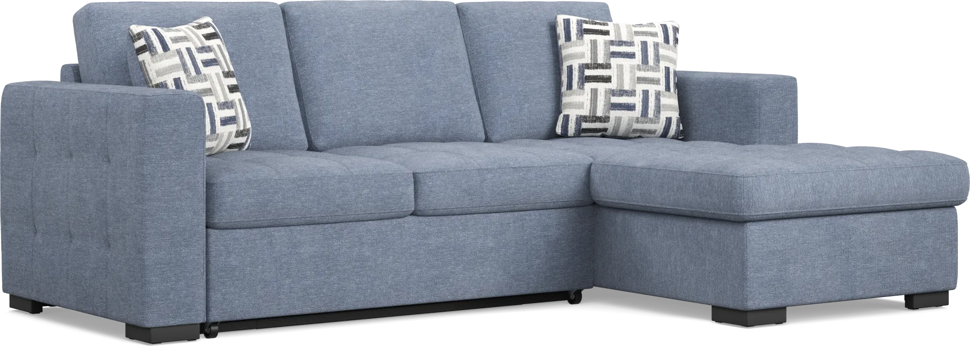 Geneva Blue 5 Pc Sleeper Sectional Living Room - Image 3