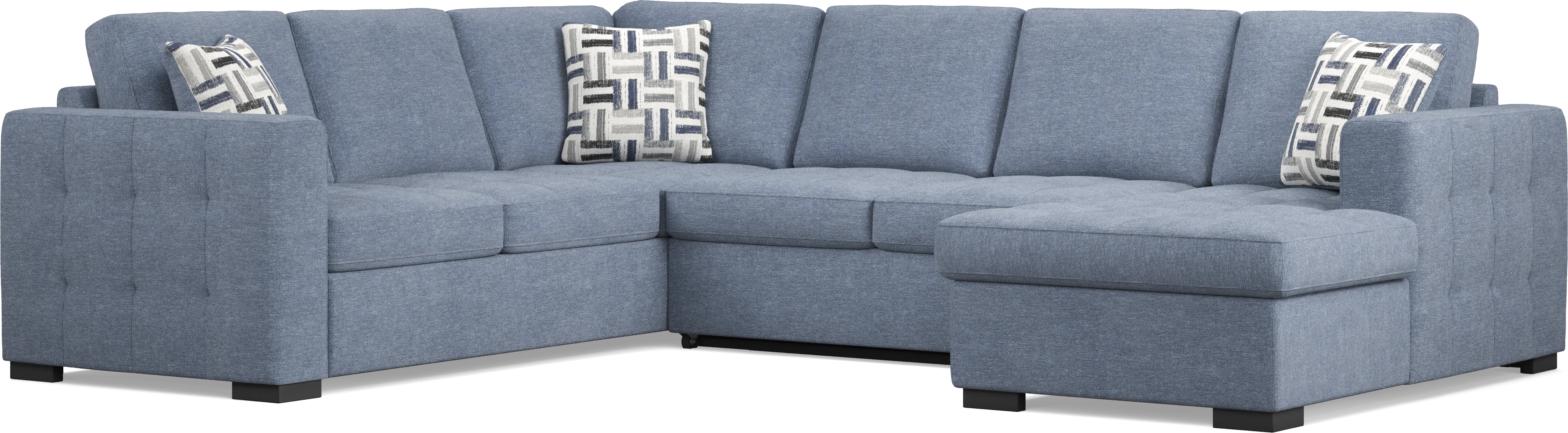 Geneva Blue 6 Pc Sleeper Sectional Living Room - Thumbnail - Image 3
