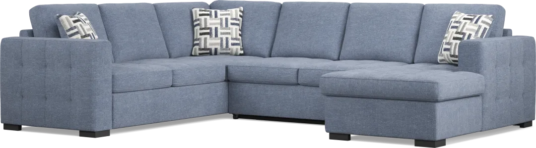 Geneva Blue 3 Pc Sleeper Sectional