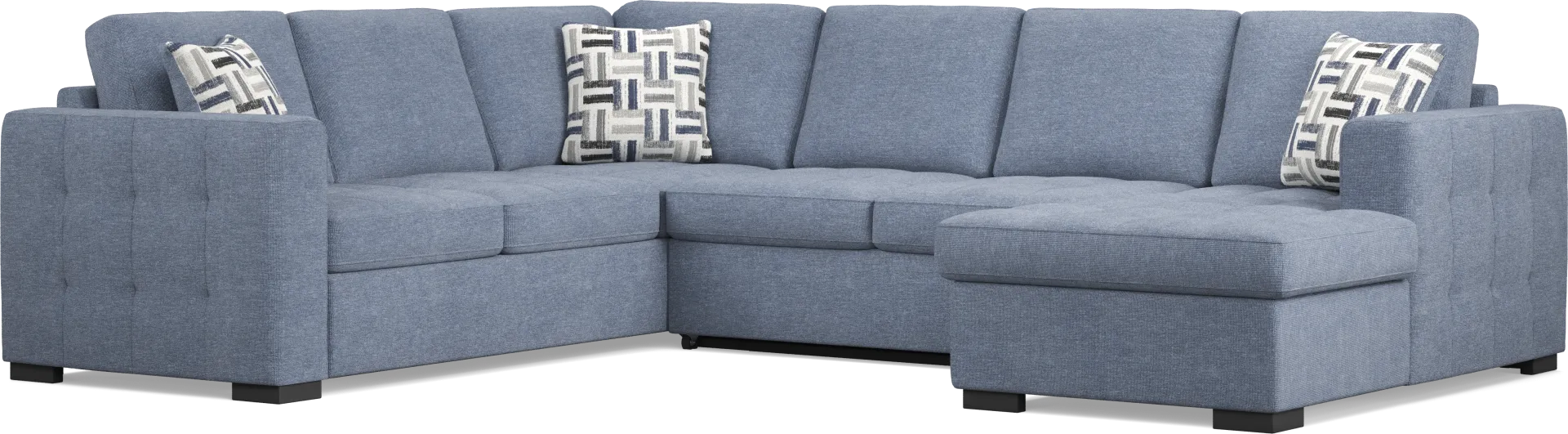 Geneva Blue 3 Pc Sleeper Sectional - Image 2