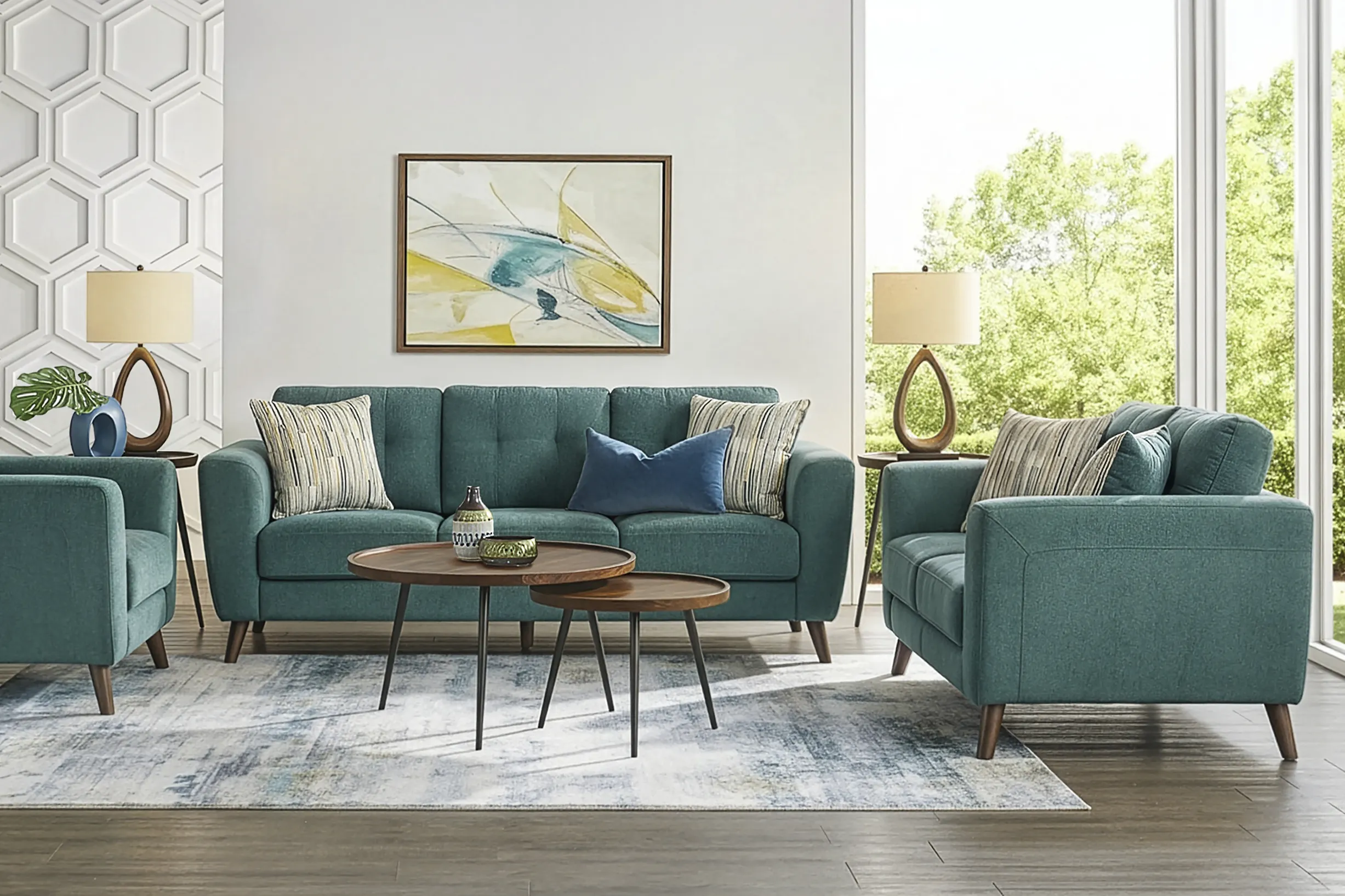 Market Row Teal 5 Pc Living Room - Thumbnail - Image 1