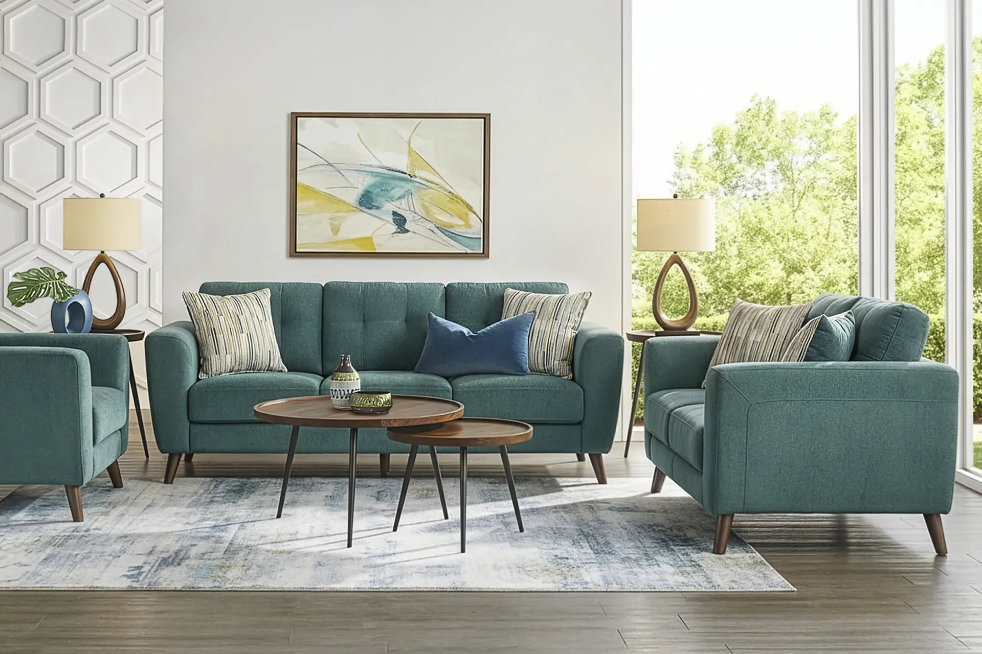 Market Row Teal 5 Pc Living Room - Image 1