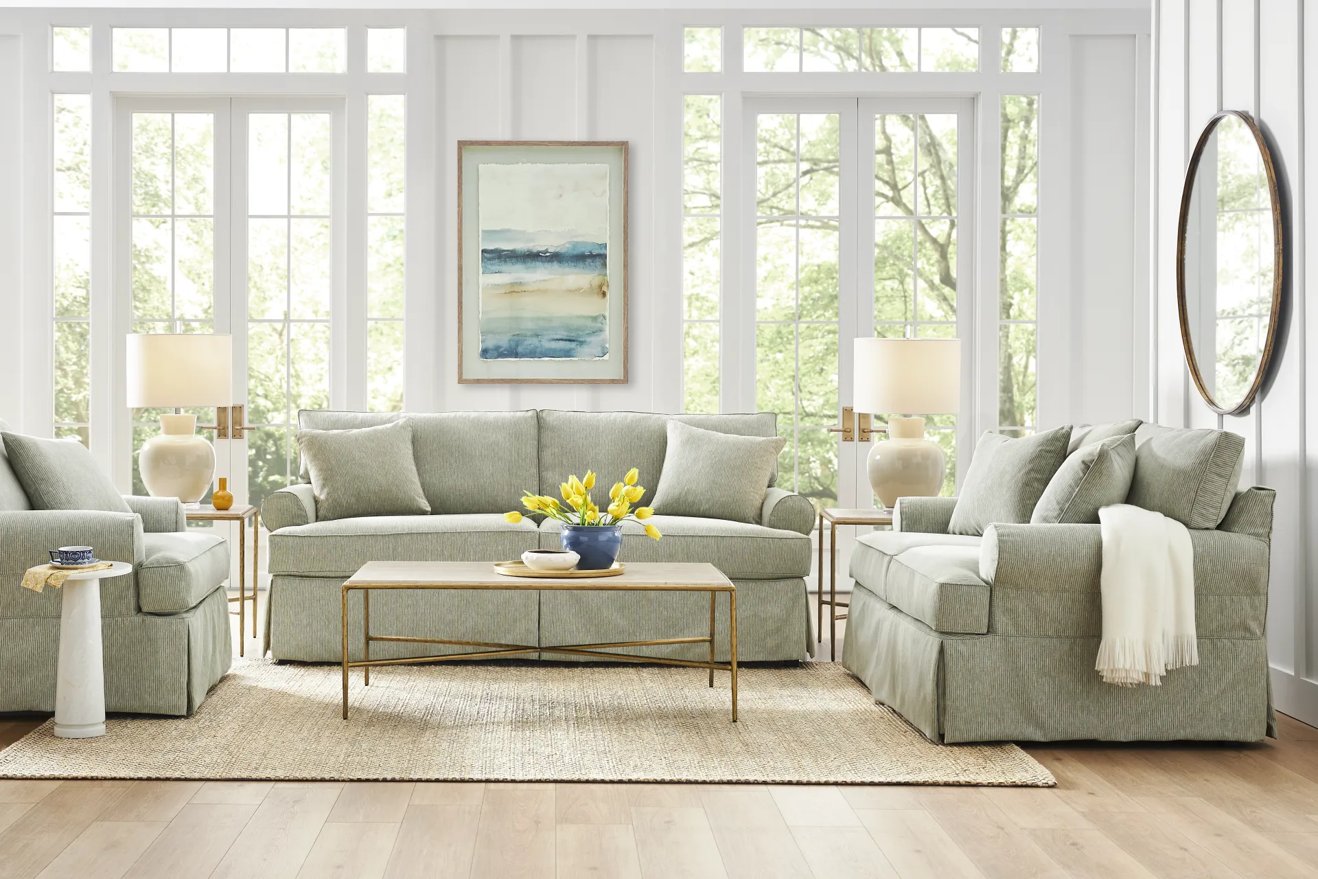 Beachside Walk Green Slipcover Sofa - Image 2