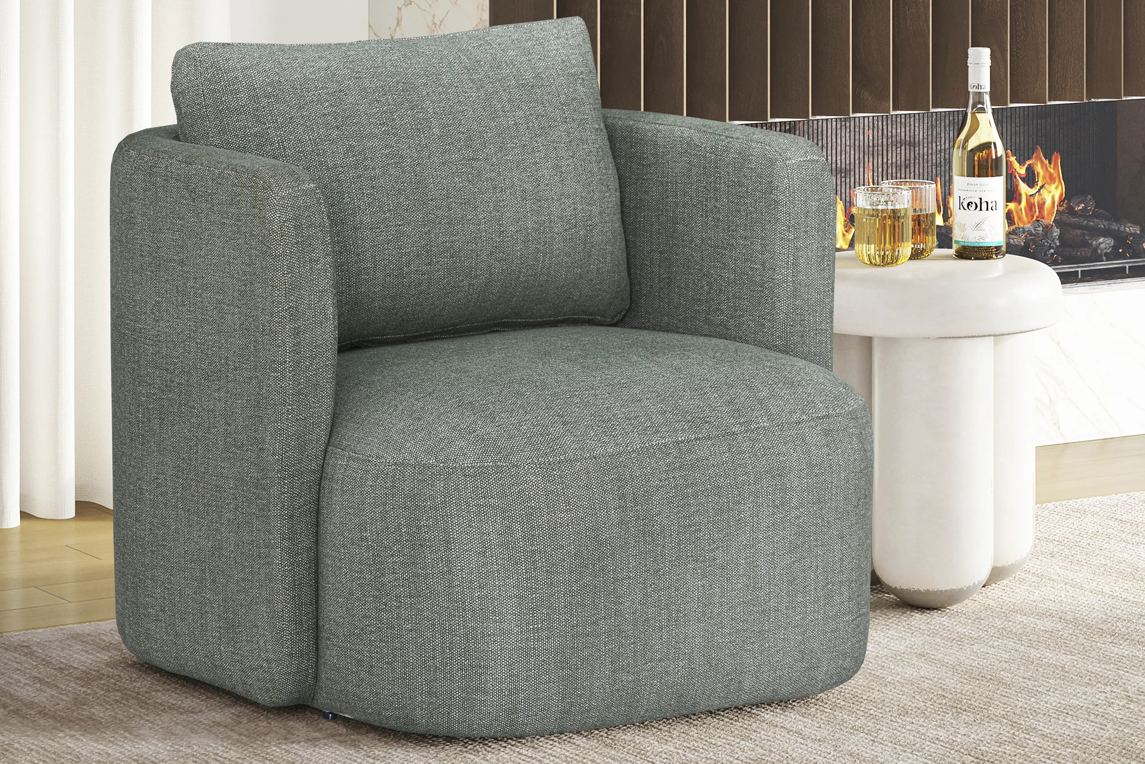 Penelope Green Swivel Chair - Thumbnail - Image 3