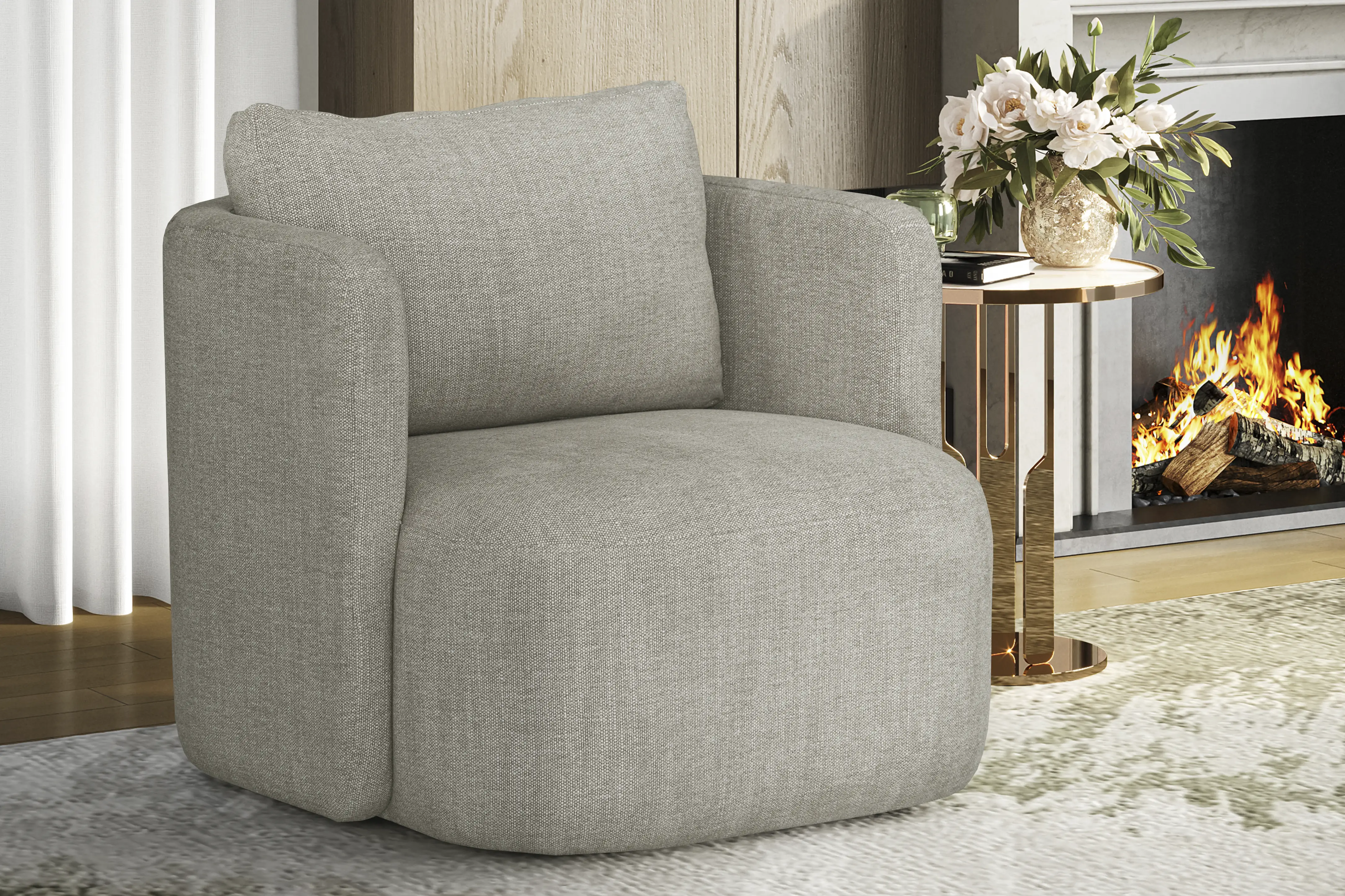 Penelope Ivory Swivel Chair - Thumbnail - Image 3
