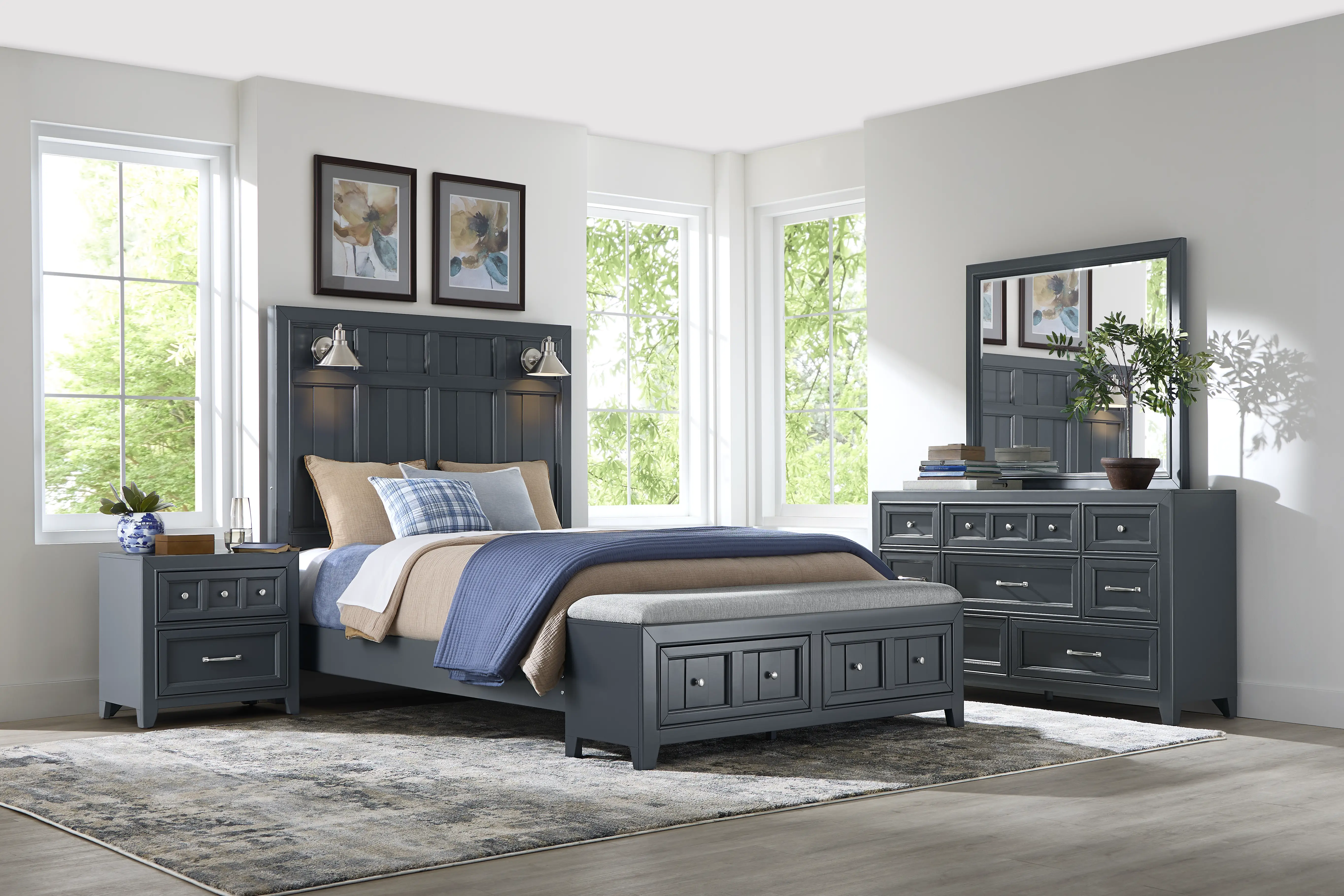 Owings Mill Graphite 7 Pc Queen Storage Bedroom - Thumbnail - Image 1