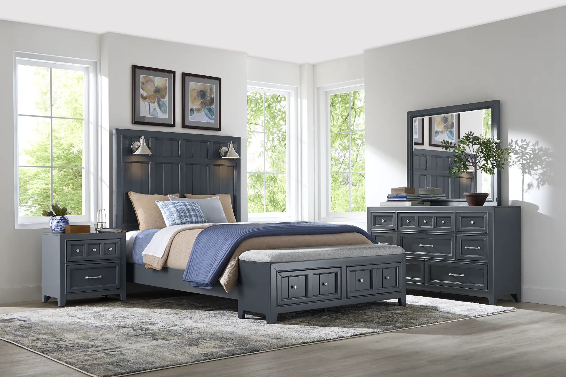 Owings Mill Graphite 7 Pc Queen Storage Bedroom - Image 1