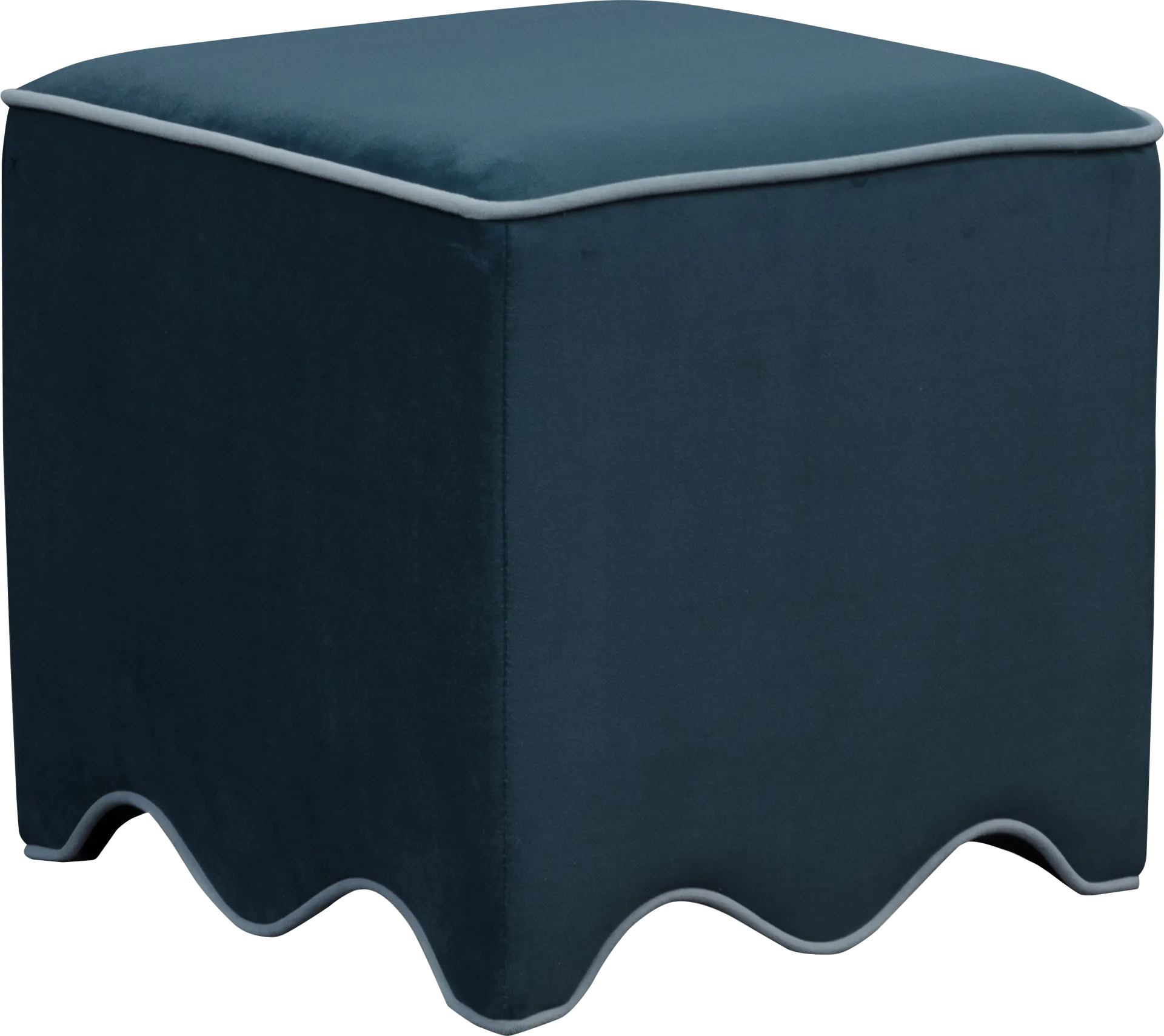 Frances Blue Ottoman - Image 1