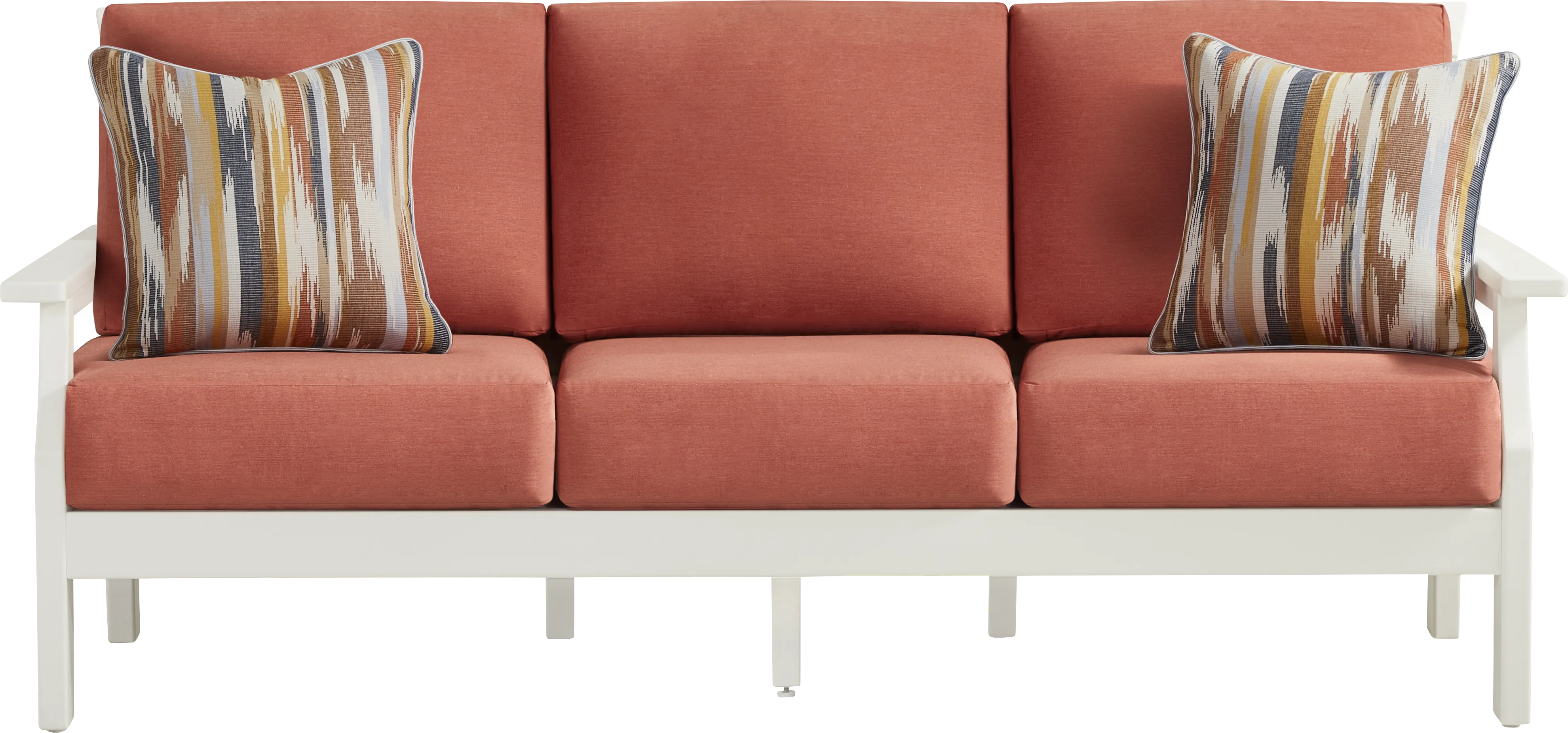 Eastlake White 3 Pc Outdoor Seating Set with Persimmon Cushions - Thumbnail - Image 2