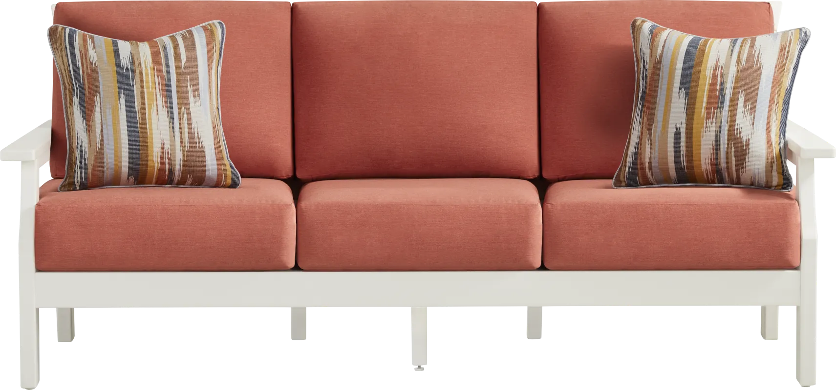 Eastlake White Outdoor Sofa with Persimmon Cushions