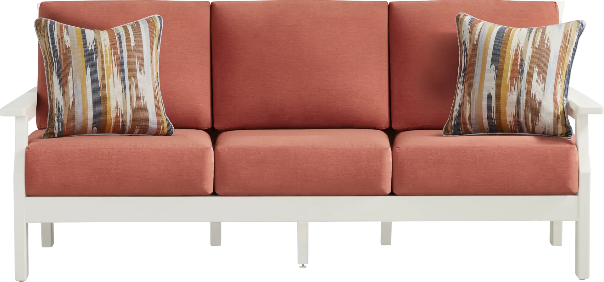 Eastlake White Outdoor Sofa with Persimmon Cushions