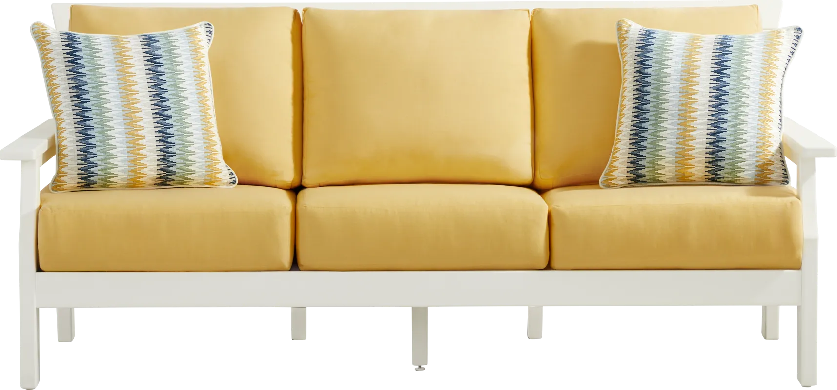 Eastlake White Outdoor Sofa with Buttercup Cushions