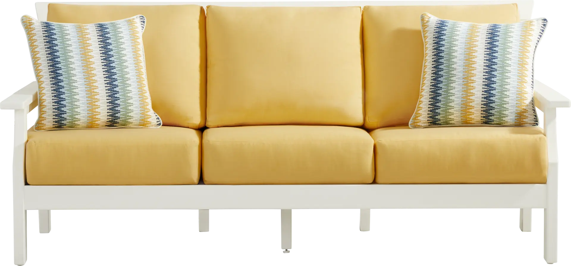 Eastlake White Outdoor Sofa with Buttercup Cushions