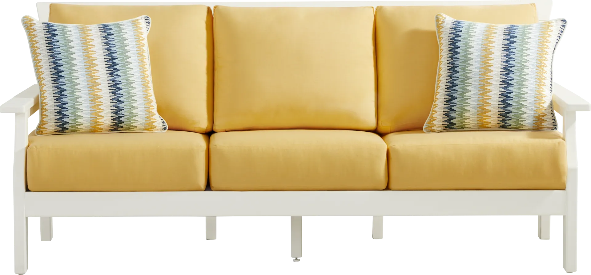 Eastlake White 3 Pc Outdoor Seating Set with Buttercup Cushions - Image 2