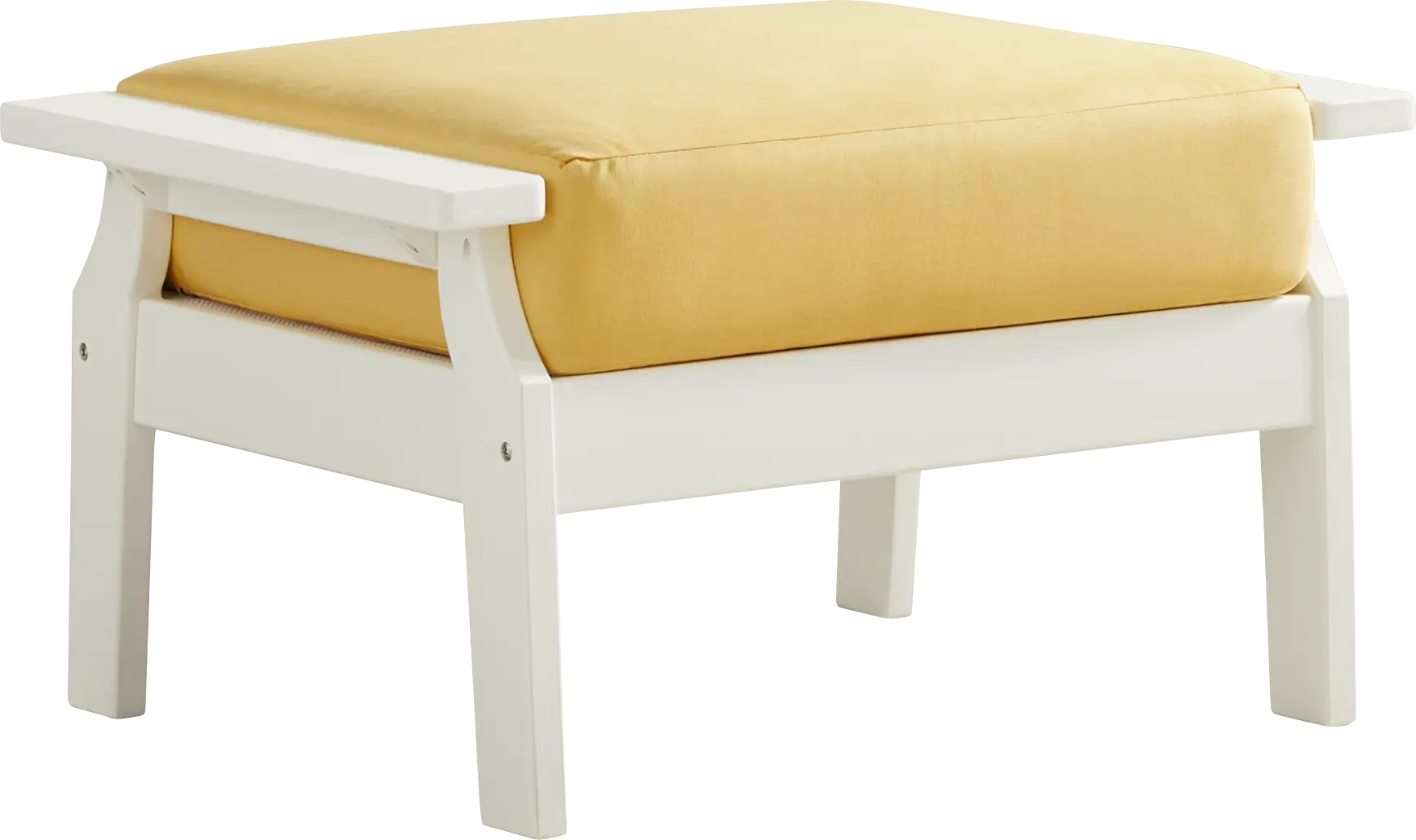 Eastlake White Outdoor Ottoman with Buttercup Cushion