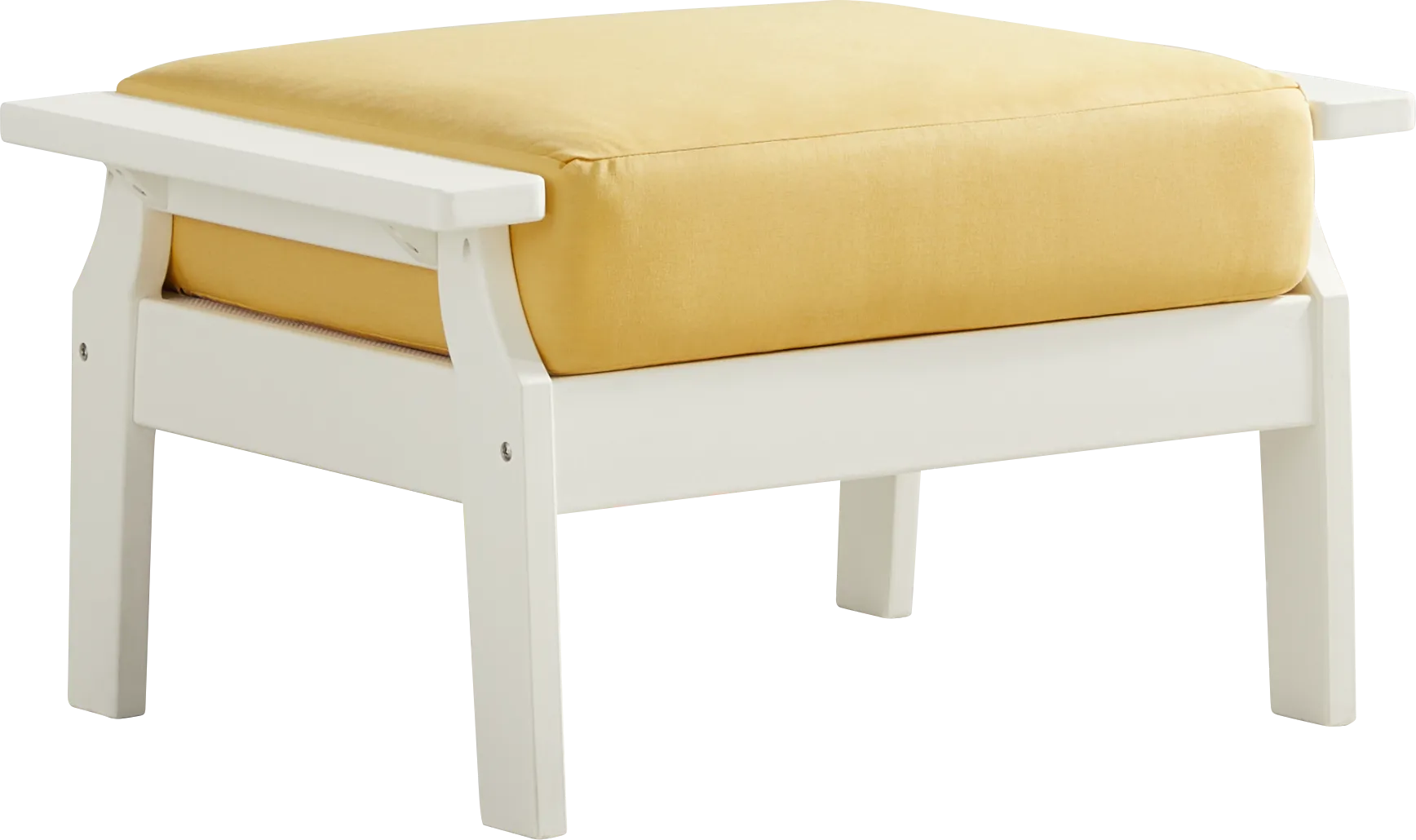 Eastlake White Outdoor Ottoman with Buttercup Cushion - Image 1
