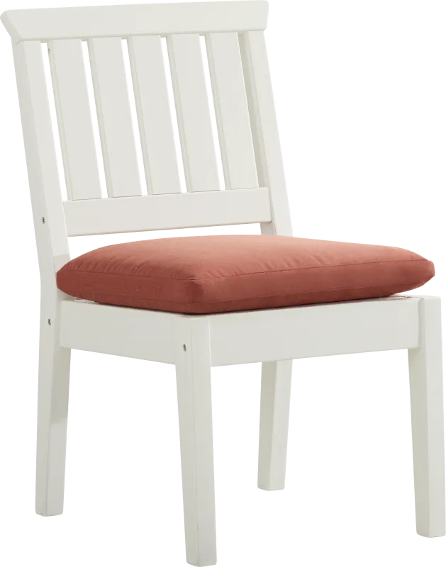Eastlake White Outdoor Side Chair with Persimmon Cushion